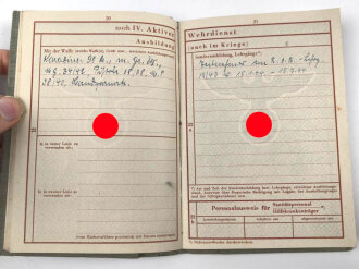 Wehrpaß Heer, eingestellt  am 28.8.43 bei grenadier Ersatz Regiment Großdeutschland