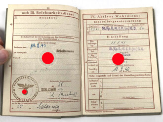 Wehrpaß Heer, eingestellt  am 28.8.43 bei grenadier Ersatz Regiment Großdeutschland