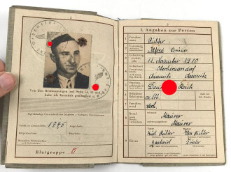 Wehrpaß Heer, eingestellt am 12. februar 1940 bei Pionier Ersatz Btl. 24 Riesa.