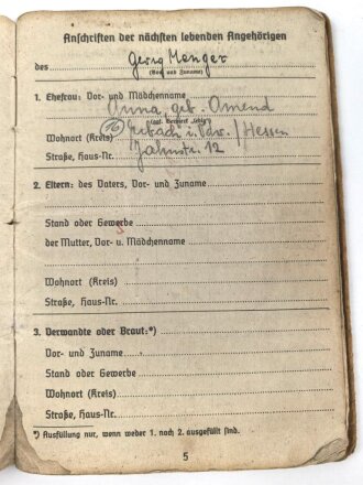Soldbuch Kriegsmarine, ausgestellt am 20.2.42