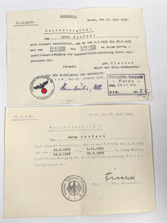 Wehrpaß Heer, eingeestellt am 2.7.1935 bei Landespolizei Abteilung Hanau