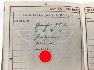 Wehrpaß Heer, eingestellt am 19.7.1937 bei Infanterie Regiment 53 Weißenfels.