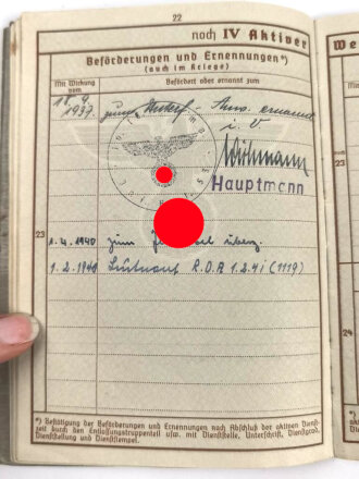 Wehrpaß Heer, eingestellt am 19.7.1937 bei Infanterie Regiment 53 Weißenfels.