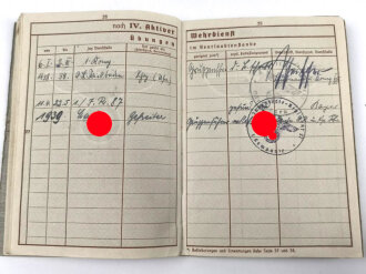 Wehrpaß Heer, eingestellt am 19.7.1937 bei Infanterie Regiment 53 Weißenfels.