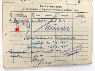 Soldbuch Luftwaffe,  ausgestellt am 11.9.1944 bei Flieger Horst Kommandantur Neukuhren.