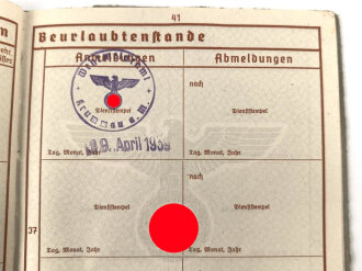 Wehrpaß Heer, eingestellt am 3.1.1940 bei Infanterie Btl. 482 Mistelbach.