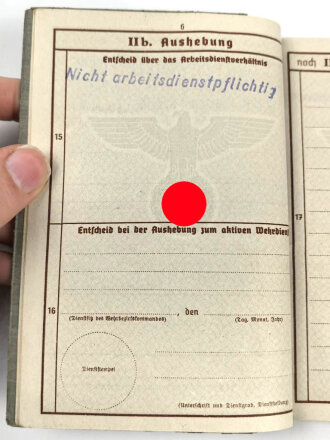 Wehrpaß Heer, eingestellt am 3.1.1940 bei Infanterie Btl. 482 Mistelbach.