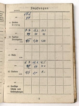 Soldbuch Heer,  ausgestellt am 23.2.1944 bei Landes Schützen Ersatz und Ausbildungs Batl. 12.
