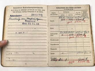 Soldbuch Heer,  ausgestellt am 23.2.1944 bei Landes Schützen Ersatz und Ausbildungs Batl. 12.