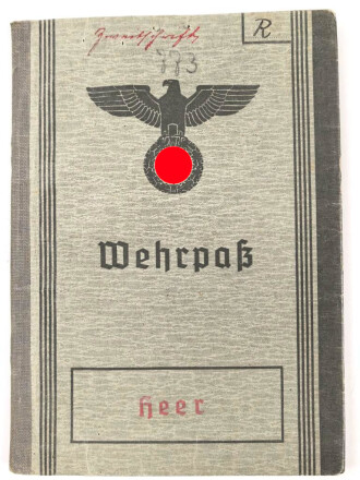 Wehrpaß Heer, eingestellt am 7.2.1941 bei Kradschützen Ersatz Btl.1 Meiningen.