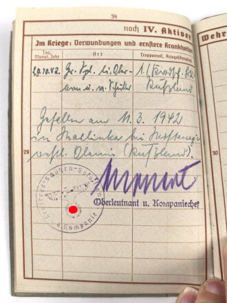 Wehrpaß Heer, eingestellt am 7.2.1941 bei Kradschützen Ersatz Btl.1 Meiningen.