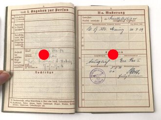 Wehrpaß Heer, eingestellt am 7.2.1941 bei Kradschützen Ersatz Btl.1 Meiningen.