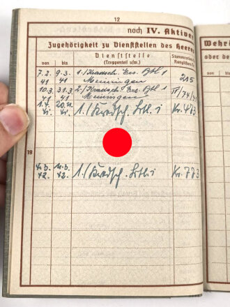 Wehrpaß Heer, eingestellt am 7.2.1941 bei Kradschützen Ersatz Btl.1 Meiningen.