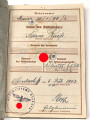Wehrpaß Heer, eingestellt am 7.2.1941 bei Kradschützen Ersatz Btl.1 Meiningen.