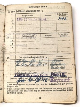 Soldbuch Heer, ausgestellt 30.4.1941 bei Schützen Ersatz Btl. 6 Saalfeld.