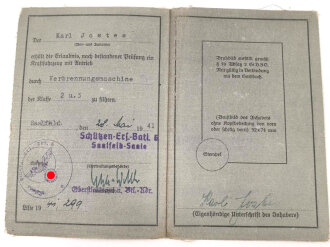 Soldbuch Heer, ausgestellt 30.4.1941 bei Schützen Ersatz Btl. 6 Saalfeld.