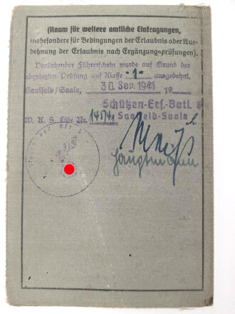 Soldbuch Heer, ausgestellt 30.4.1941 bei Schützen Ersatz Btl. 6 Saalfeld.