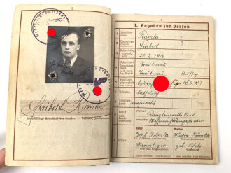 Wehrpaß Heer,  eingestellt am 24.9.1939 bei Stabspersonal Infanterie Regiment 276 Königsbrück.