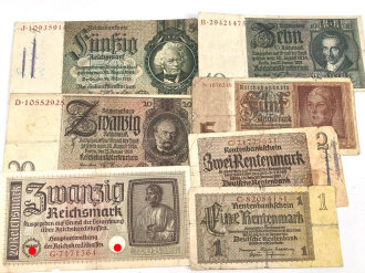 7 Stück Geldscheine III.Reich