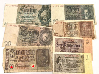 7 Stück Geldscheine III.Reich