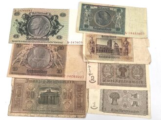 7 Stück Geldscheine III.Reich