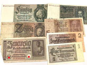 7 Stück Geldscheine III.Reich