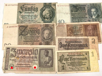 7 Stück Geldscheine III.Reich