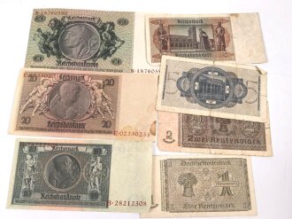 7 Stück Geldscheine III.Reich