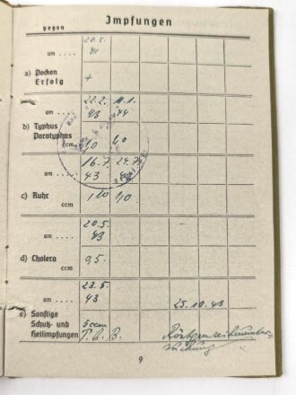 Soldbuch Heer, Ersatzausfertigung ausgestellt am 31.8.1944 bei Grenadier Btl. 110 Saargemünd.