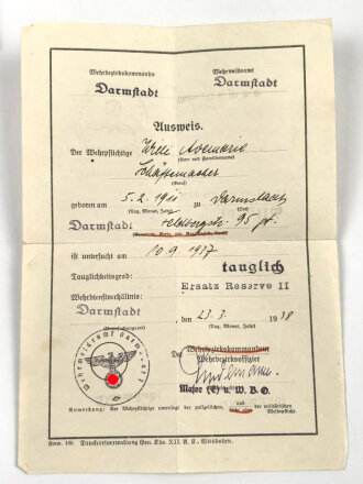 Soldbuch Heer, Ersatzausfertigung ausgestellt am 31.8.1944 bei Grenadier Btl. 110 Saargemünd.