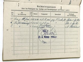 Soldbuch Heer, Ersatzausfertigung ausgestellt am 31.8.1944 bei Grenadier Btl. 110 Saargemünd.