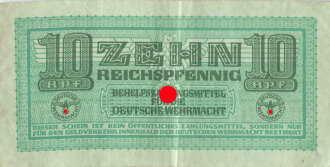 Zehn Reichspfennig, Behelfszahlungsmittel für die Deutsche Wehrmacht.Gebraucht