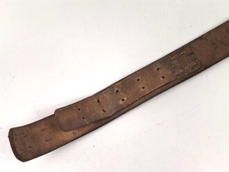 Koppelriemen Reichswehr, ungeschwärzt, Messinggegenhalt, Gesamtlänge 98cm