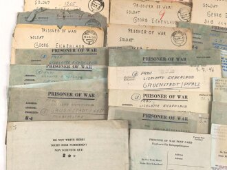 Konvolut Kriegsfangenen Post eines zunächst in Frankreich, dann in Deutschland von den U.S, Streitkräften Inhaftierten. Etwa 39 Belege