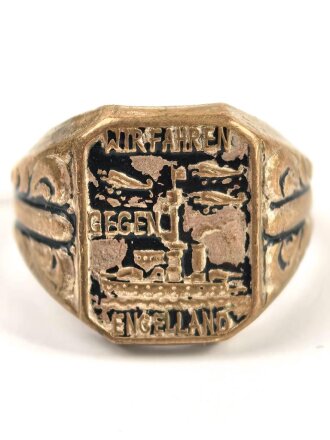 "Wir fahren gegen Engelland" Fingerring,  getragenes Stück, Höhe 18mm