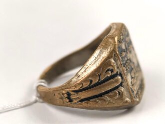 "Wir fahren gegen Engelland" Fingerring,  getragenes Stück, Höhe 18mm