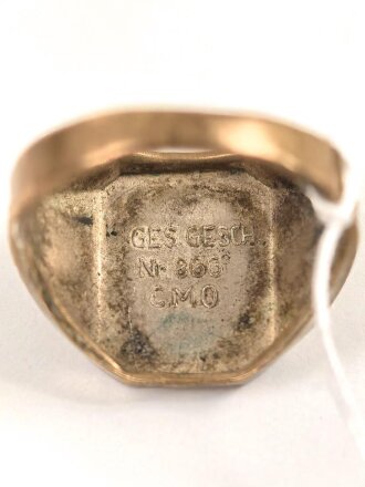 "Wir fahren gegen Engelland" Fingerring,  getragenes Stück, Höhe 18mm