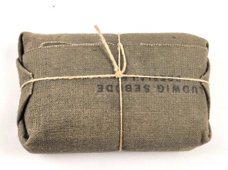 Verbandpäckchen Wehrmacht für den Verbandkasten und die Verbandspäckchentasche der Feldbluse. Kleines Modell datiert 1939