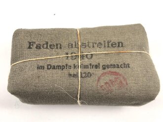 Verbandpäckchen Wehrmacht für den Verbandkasten und die Verbandspäckchentasche der Feldbluse. Kleines Modell datiert 1940