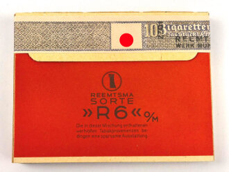 Schachtel Zigaretten "Reemtsma R6" ungeöffnet , Steuerbanderole mit Hakenkreuz, Sie erhalten eine ( 1 ) Schachtel aus der originalen Umverpackung