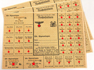 "Reichsfettkarte" der Stadt Sigmaringen, gültig vom 12.2. bis 10.3.1940, DIN A5 , sie erhalten ein ( 1 ) Stück
