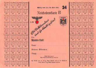 "Reichsbrotkarte B" der Stadt München,...