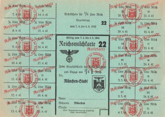 "Reichsmilchkarte" der Stadt München,...