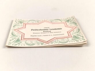 Etikett für eine Weinflasche "1944er Deidesheimer Leinhöhle" Sie erhalten ein ( 1 ) Stück, an den Rändern jeweils leicht bestossen.