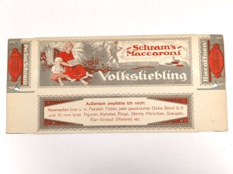 Verpackung " Schram´s Maccaroni " Maße 14 x 31cm, ungebrauchtes Firmenmuster