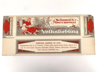 Verpackung " Schram´s Maccaroni " Maße 14 x 31cm, ungebrauchtes Firmenmuster