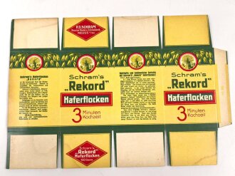 Verpackung " Schram´s Rekord Haferflocken " Maße 19 x 27cm, ungebrauchtes Firmenmuster