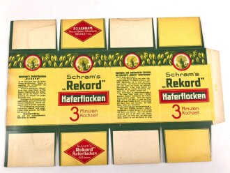 Verpackung " Schram´s Rekord Haferflocken " Maße 19 x 24,5cm, ungebrauchtes Firmenmuster