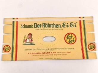 Verpackung " Schram´s Eier-Röhrchen" Maße 15 x 31 cm, ungebrauchtes Firmenmuster