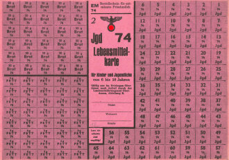 "Lebensmittelkarte" Kinder und Jugendliche von 6 bis 18 Jahre, gültig nur im Reichsgau Oberdaonau, DIN A5